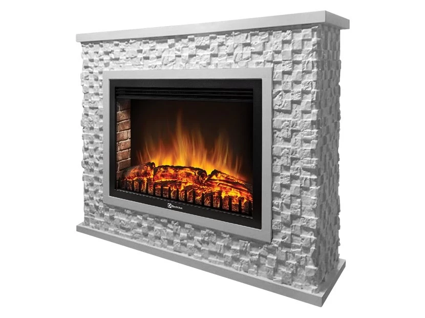 Каминокомплект Firelight Quadro 30 с очагом Electrolux EFP/P-3020LS камень песчаник античный белый/белая эмаль в ДНР