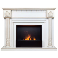 Электрокамин RealFlame Imperia 26/33 WT белый дуб с золотой патиной с очагом 3D Cassette 630 Black Panel