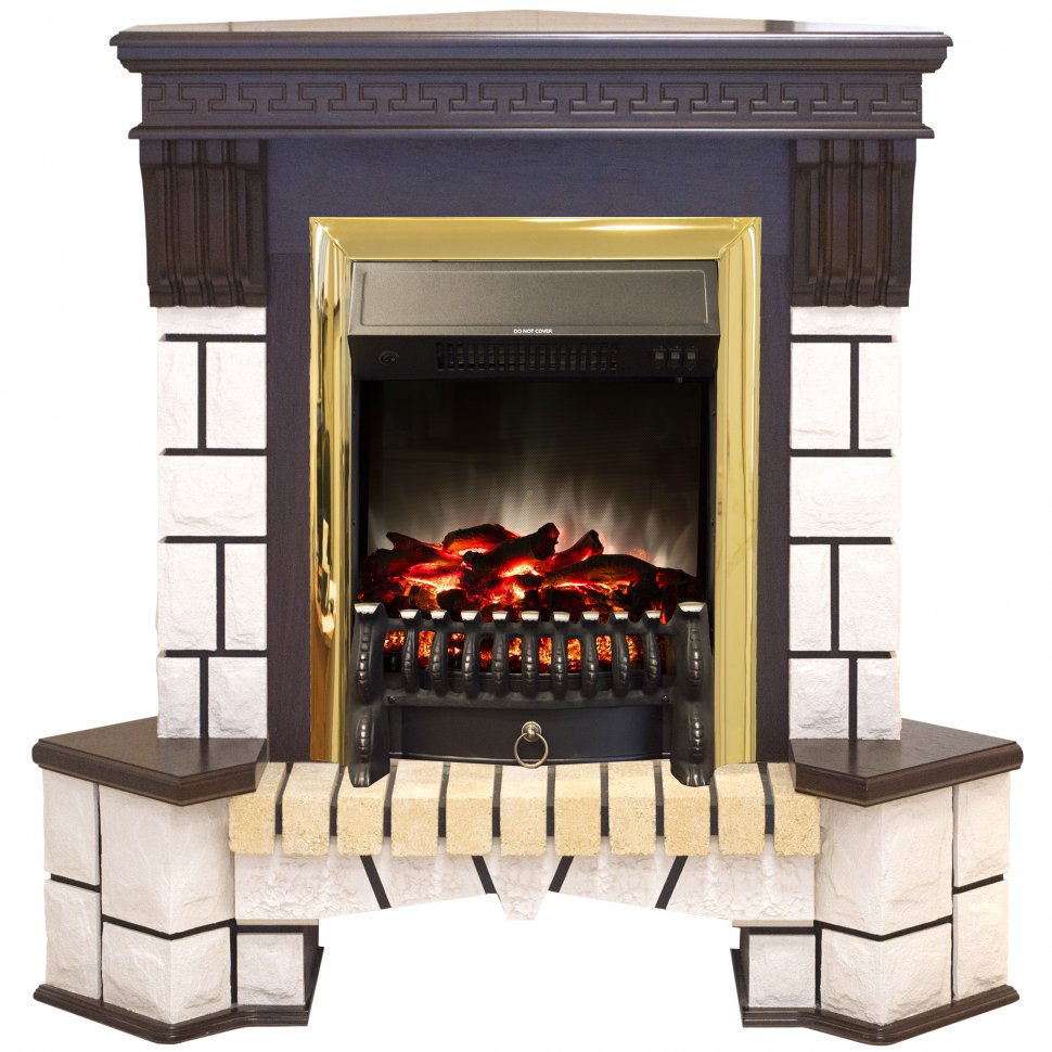 Каминокомплект RealFlame Stone Corner new STD/EUG AO (DN) с очагом Fobos s Lux Black/Brass в ДНР