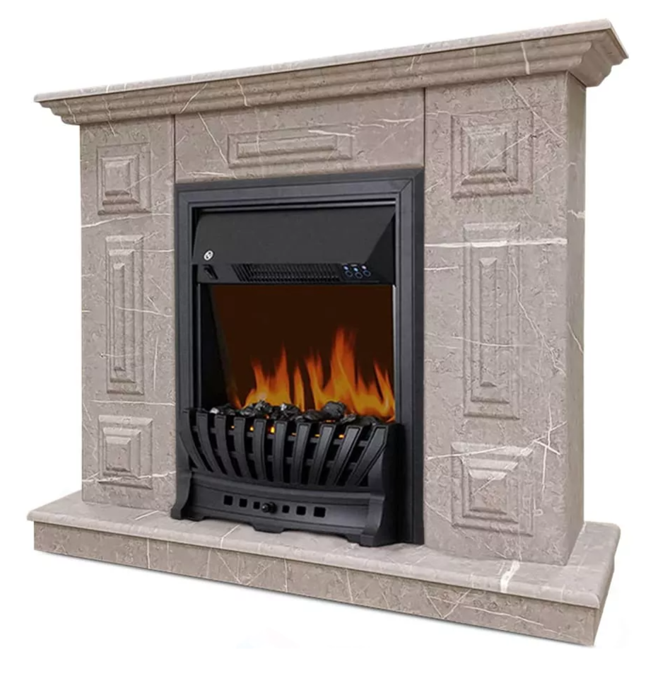 Каминокомплект Хорошие Камины Юпитер с очагом Royal Flame Aspen Black мрамор в ДНР