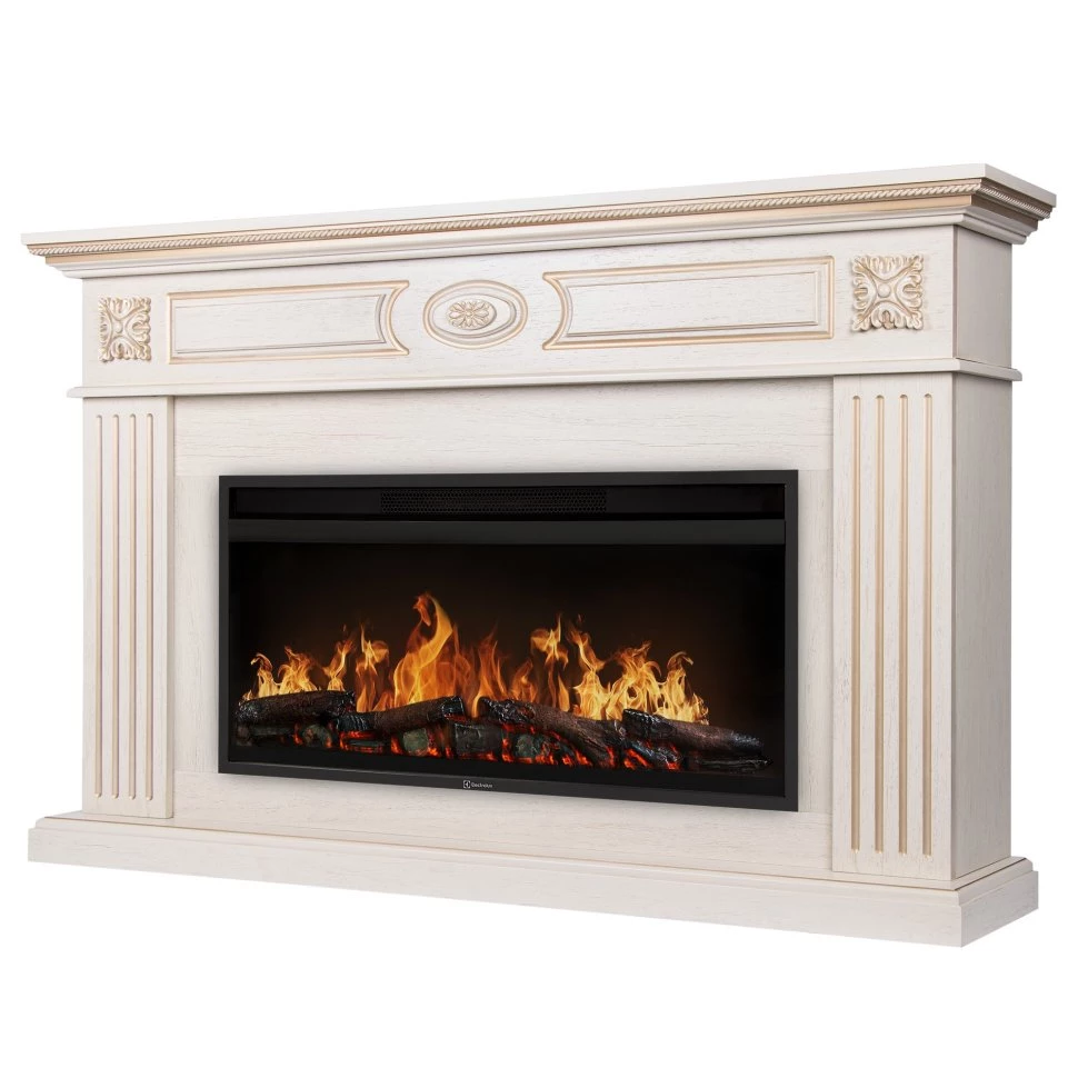 Каминокомплект Firelight Siena 42/40/36 + очаг Electrolux EFP/P-4220LS слоновая кость с золотой патиной в ДНР