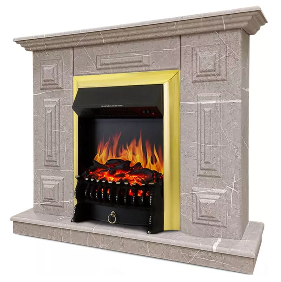 Каминокомплект Хорошие Камины Юпитер с очагом Royal Flame Fobos FX Brass мрамор в ДНР