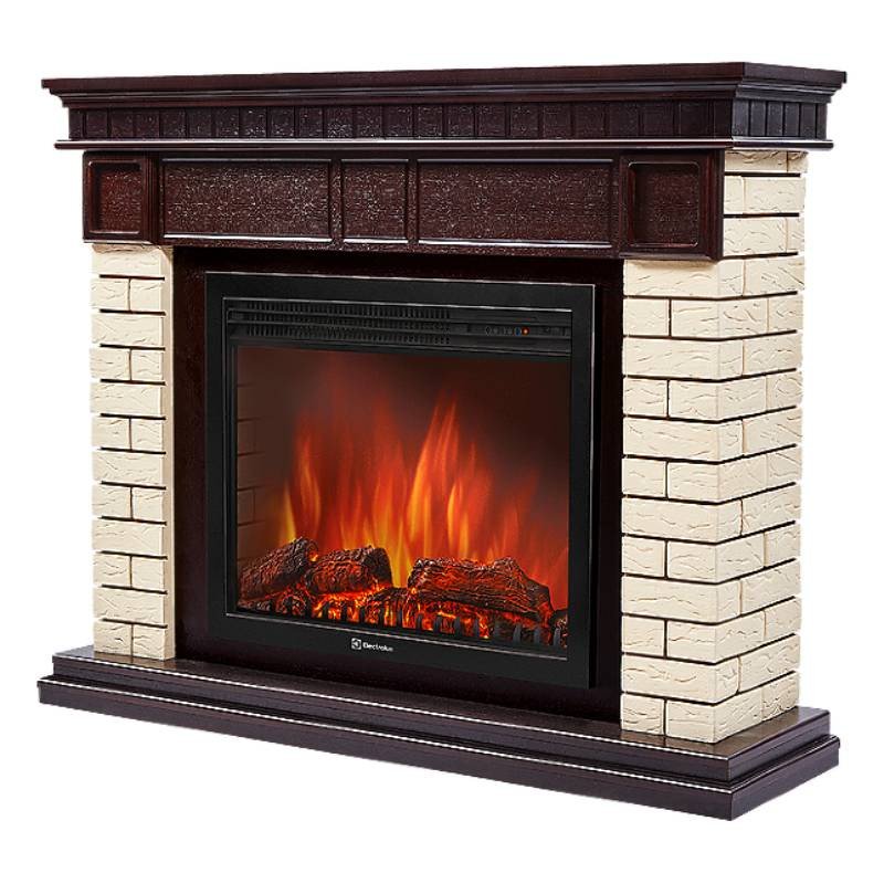 Каминокомплект Firelight Bricks 25 с очагом Electrolux EFP/P-2520LS камень бежевый/шпон темный дуб в ДНР