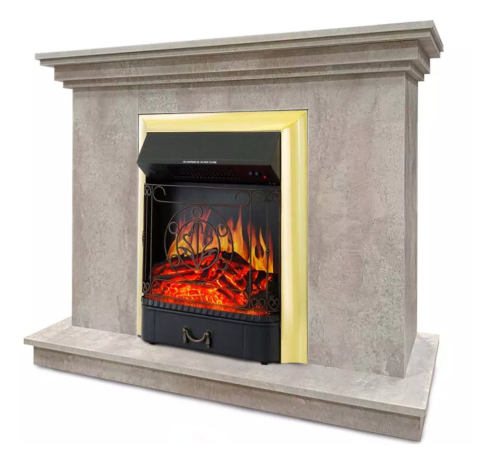 Каминокомплект Хорошие Камины Марс с очагом Royal Flame Majestic FX Brass цемент в ДНР