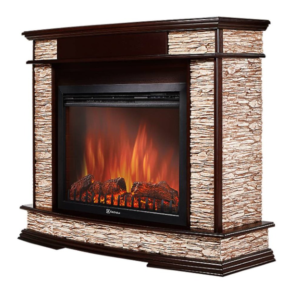 Каминокомплект Firelight Scala 25 с очагом Electrolux EFP/P-2520LS сланец скалистый бурый/шпон тёмный дуб в ДНР