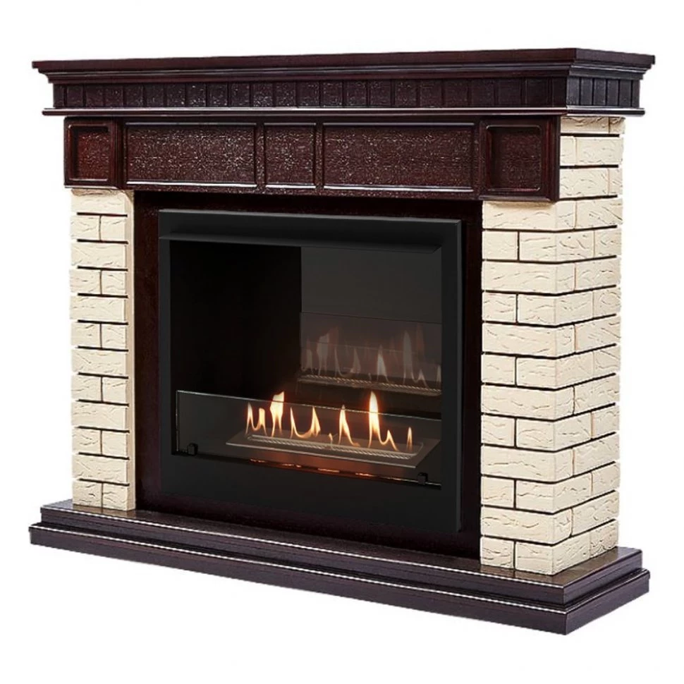 Каминокомплект Firelight Bricks 25 с очагом BFP/P-2520 камень бежевый/шпон темный дуб в ДНР