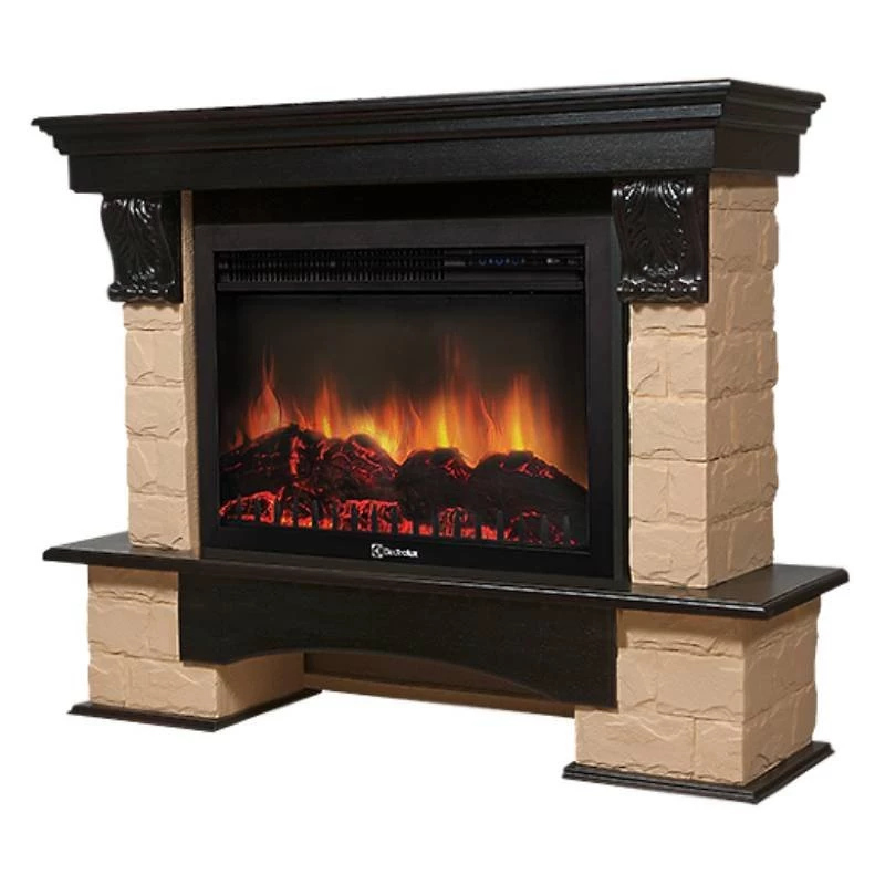 Каминокомплект Firelight Forte 30U угловой с очагом Electrolux EFP/P-3020LS камень бежевый/шпон темный дуб в ДНР