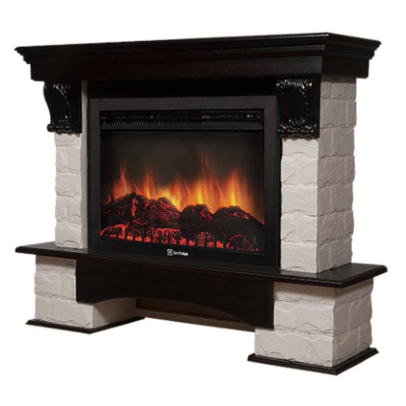 Каминокомплект Firelight Forte 30S с очагом Electrolux EFP/P-3020LS камень белый/шпон темный дуб в ДНР