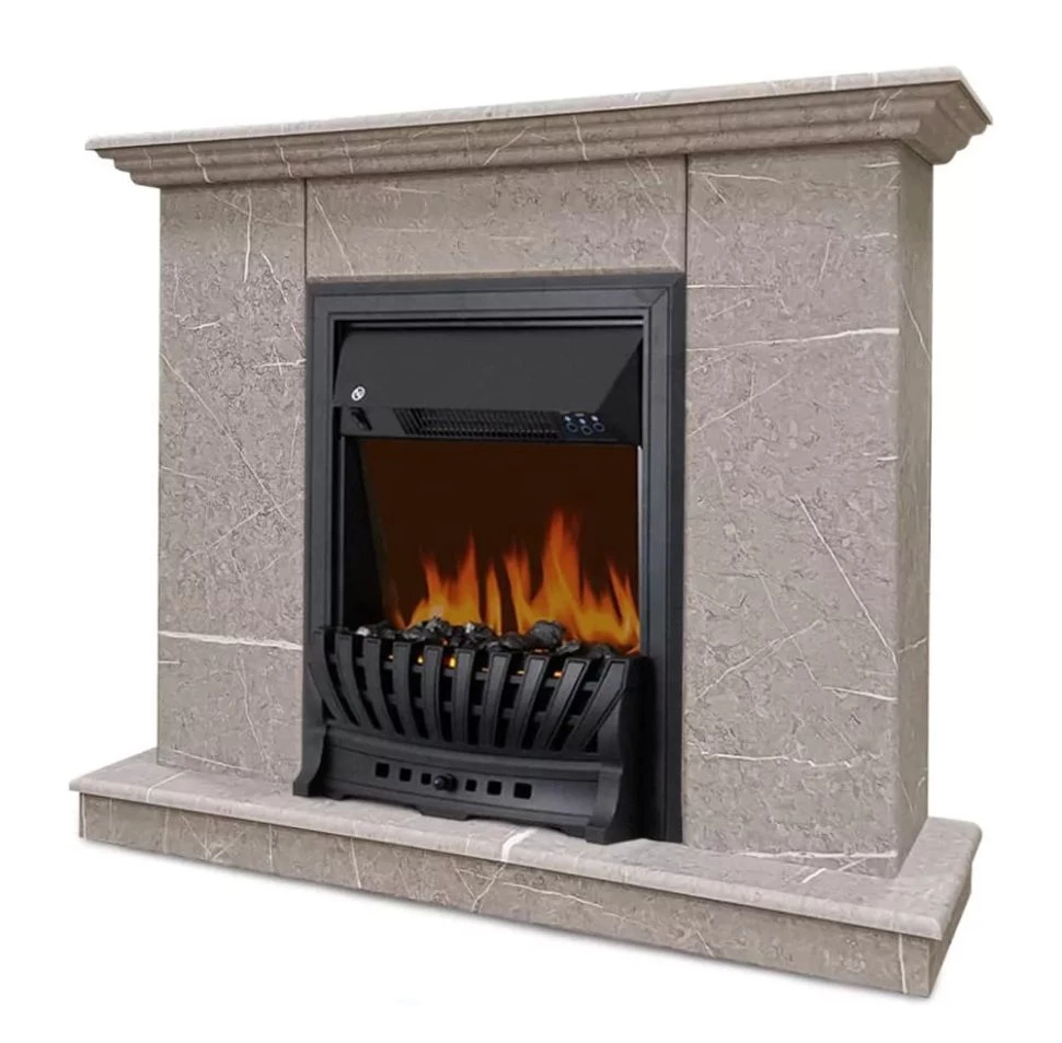Каминокомплект Хорошие Камины Марс с очагом Royal Flame Aspen Black мрамор в ДНР