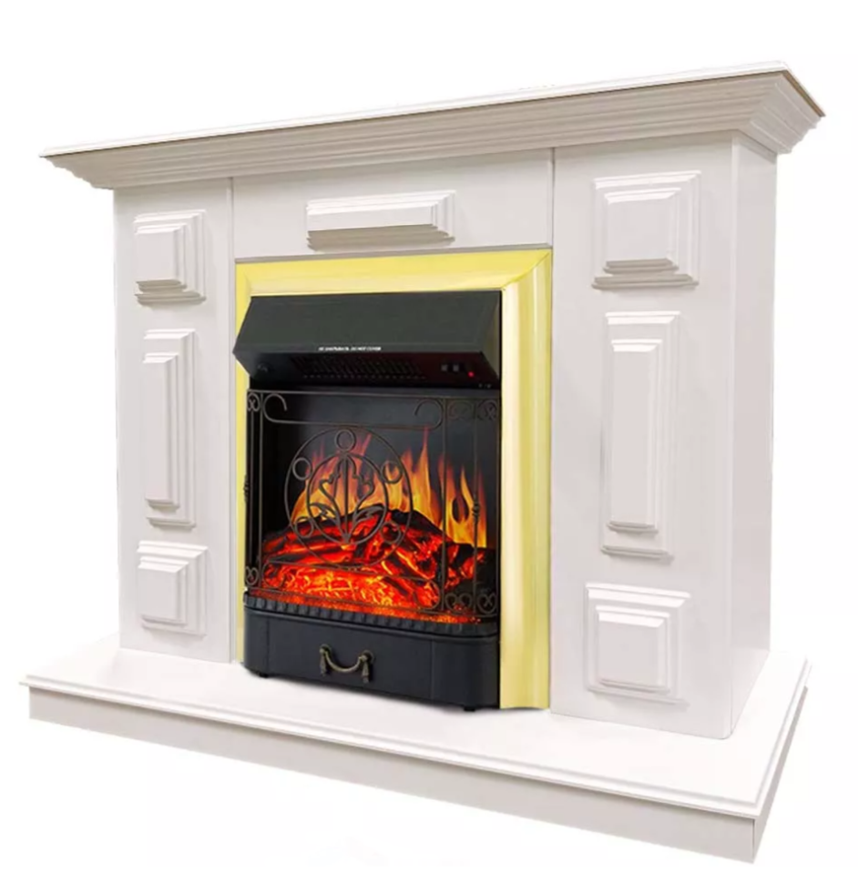 Каминокомплект Хорошие Камины Юпитер с очагом Royal Flame Majestic FX Brass белый в ДНР