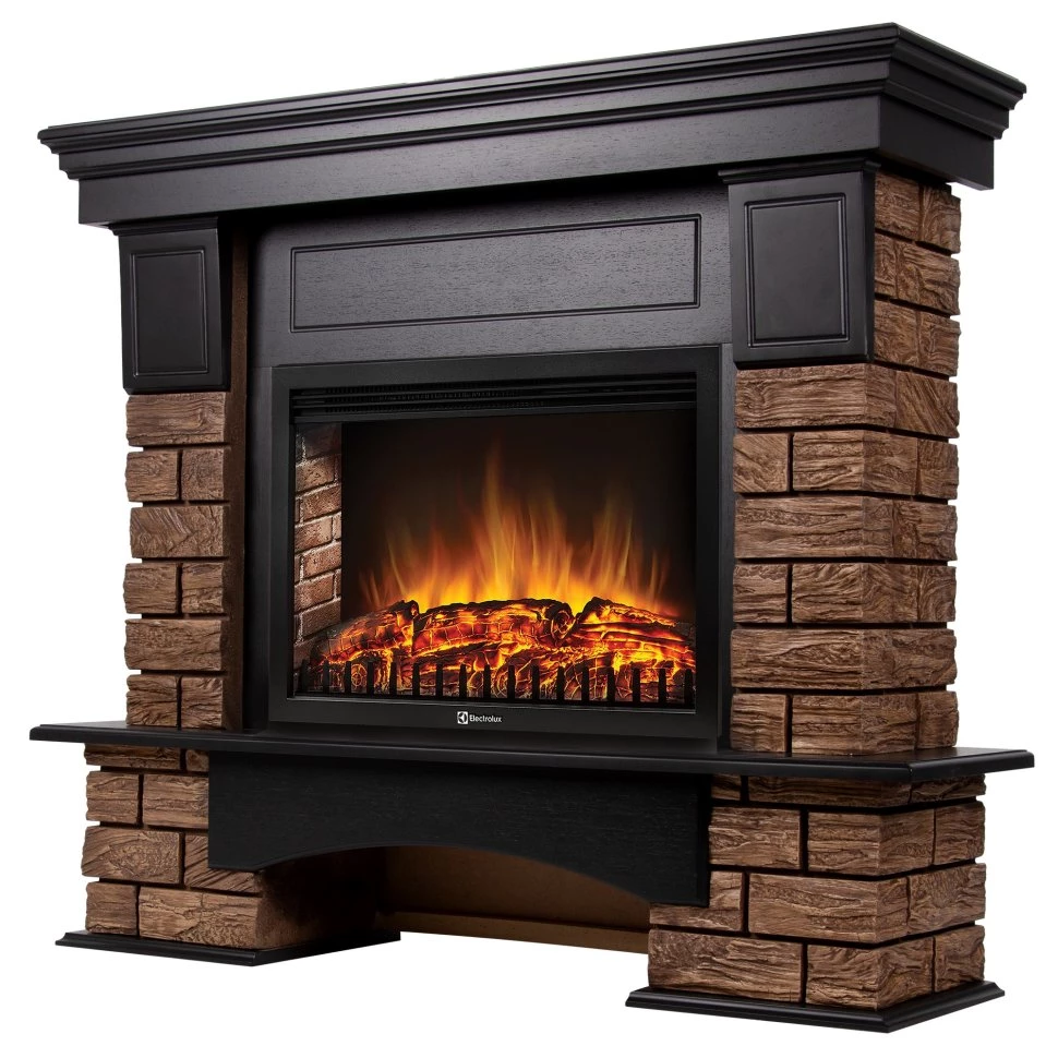 Каминокомплект Firelight Forte Wood 25 с очагом Electrolux EFP/P-2520LS камень темный/шпон венге в ДНР