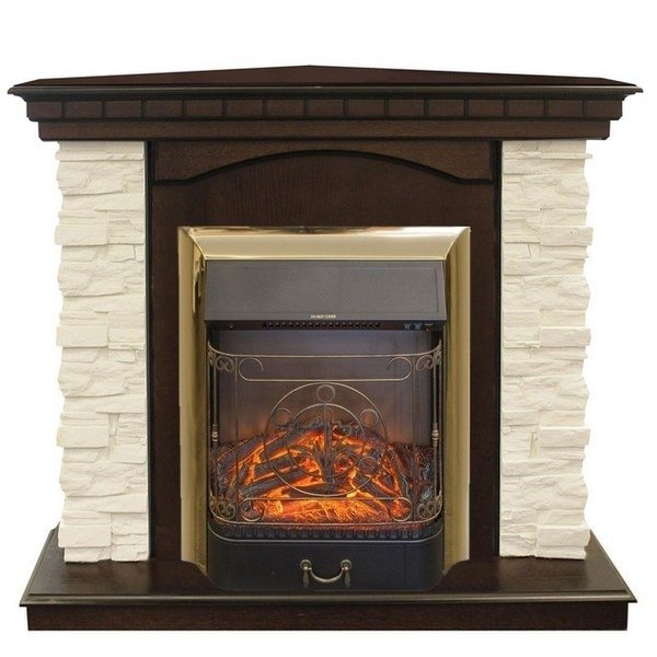 Каминокомплект RealFlame Elford Corner STD/EUG/25'5/HL AO с очагом Majestic s Lux Black/Brass в ДНР