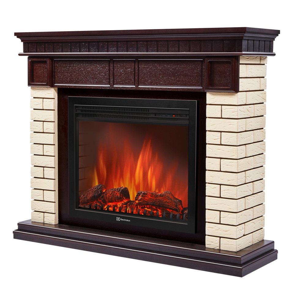 Каминокомплект Firelight Bricks 25 с очагом Electrolux EFP/P-2520LS N камень бежевый/шпон темный дуб в ДНР