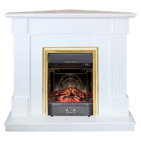 Электрокамин RealFlame Andrea Corner WT фактурный белый с очагом Majestic Lux Brass Электрокамин RealFlame Andrea Corner WT фактурный белый с очагом Majestic Lux Brass