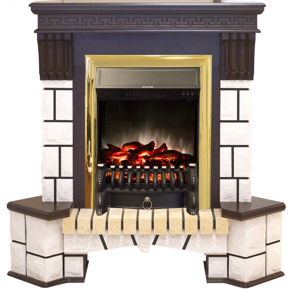 Каминокомплект RealFlame Stone new STD/EUG AO (DN) с очагом Fobos s Lux Black/Brass в ДНР