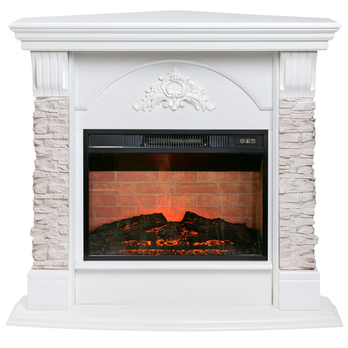 Электрокамин RealFlame Athena Corner GR белый с очагом Irvine 24 Электрокамин RealFlame Athena Corner GR белый с очагом Irvine 24