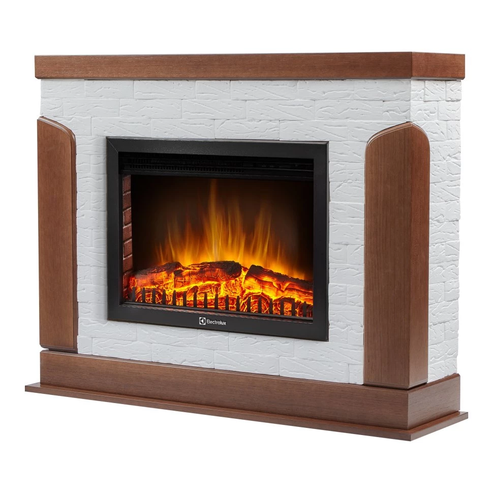 Каминокомплект Firelight Prestigio 25 с очагом Electrolux EFP/P-2520LS камень белый/шпон дуб в ДНР