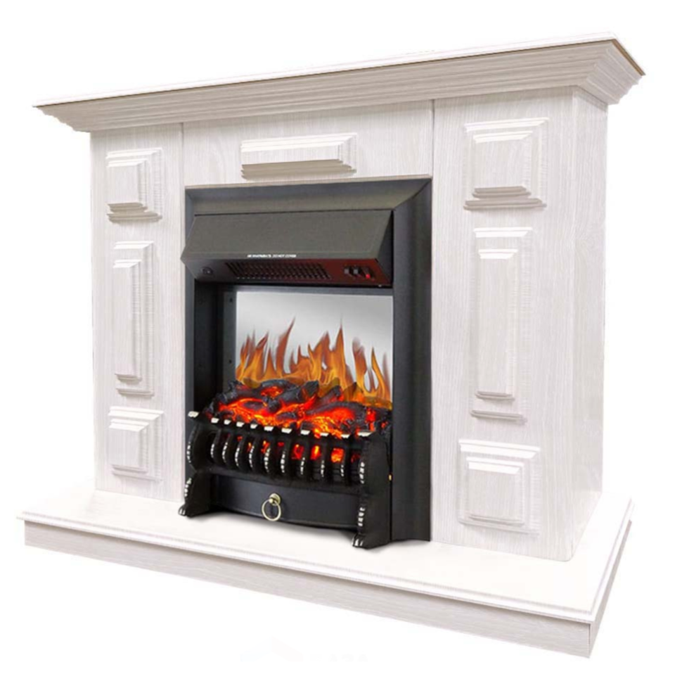 Каминокомплект Хорошие Камины Юпитер с очагом Royal Flame Fobos FX M Black белое дерево в ДНР