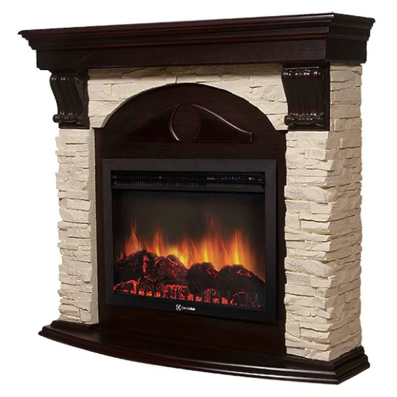 Каминокомплект Firelight Torre 30U (угловой) с очагом Electrolux EFP/P-3020LS сланец слоновая кость/шпон темный дуб в ДНР
