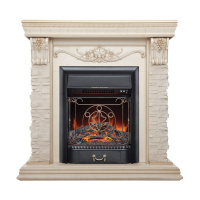 Электрокамин RealFlame Patricia WT белый дуб с золотой патиной с очагом Majestic Lux Black Электрокамин RealFlame Patricia WT белый дуб с золотой патиной с очагом Majestic Lux Black