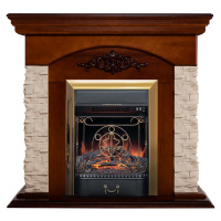 Электрокамин RealFlame Neapolis NT орех с очагом Majestic Lux Brass Электрокамин RealFlame Neapolis NT орех с очагом Majestic Lux Brass