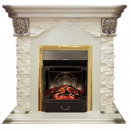 Каминокомплект RealFlame Dublin LUX STD/EUG WT с очагом Majestic s Lux Black/Brass в ДНР