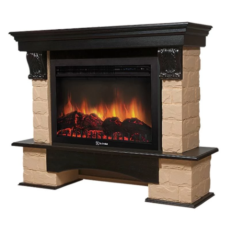 Каминокомплект Firelight Forte 30S с очагом Electrolux EFP/P-3020LS камень бежевый/шпон темный дуб в ДНР