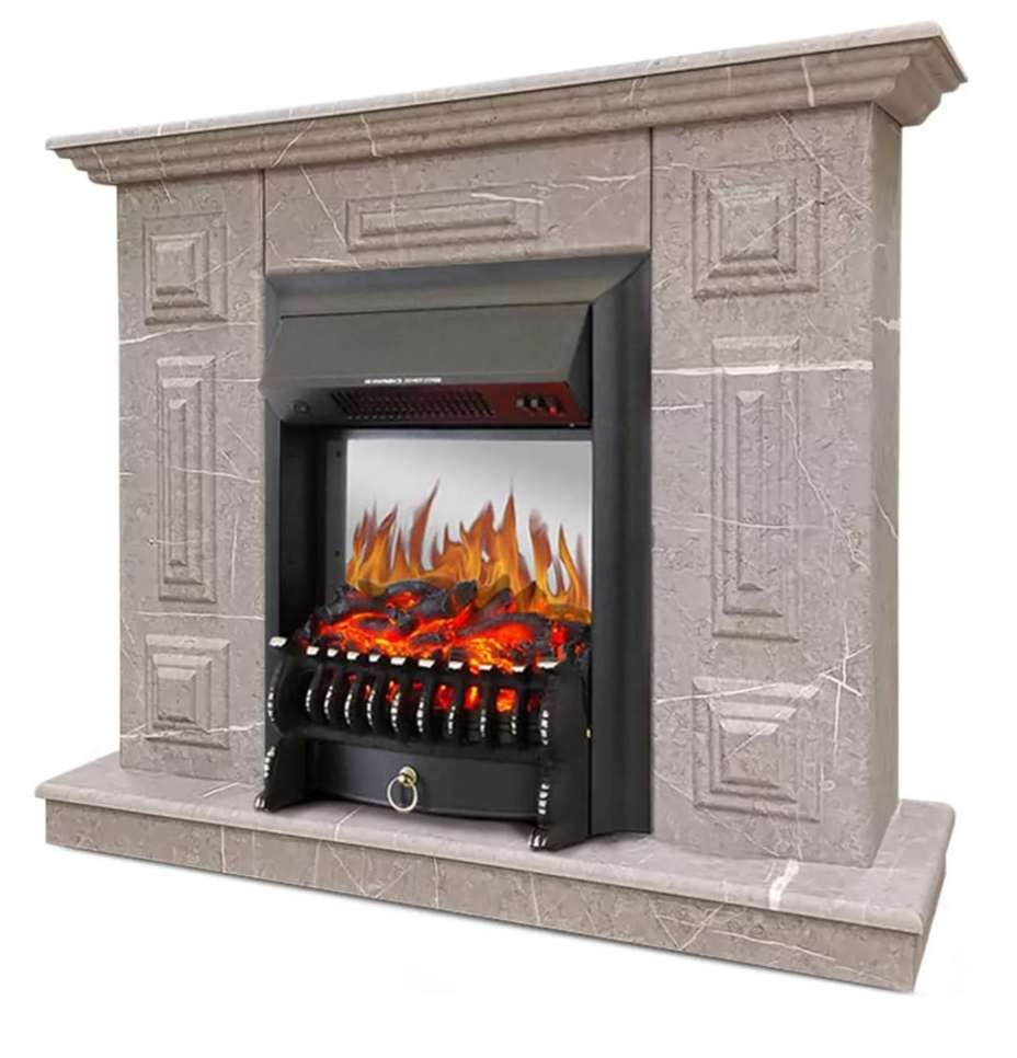 Каминокомплект Хорошие Камины Юпитер с очагом Royal Flame Fobos FX M Black мрамор в ДНР