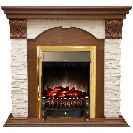 Каминокомплект RealFlame Dublin LUX  STD/EUG AO с очагом Fobos s Lux Black/Brass в ДНР