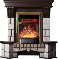 Каминокомплект Interflame Экстер М темный дуб угловой с очагом Majestic FX M Brass в ДНР