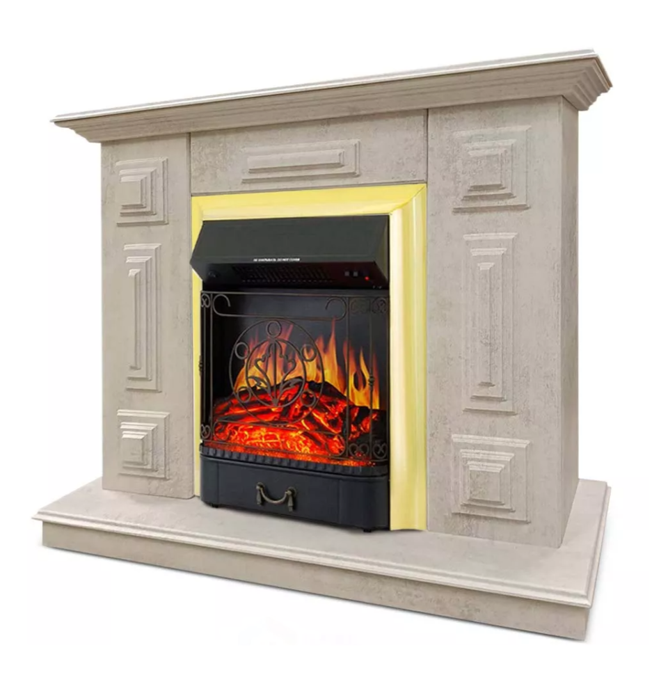 Каминокомплект Хорошие Камины Юпитер с очагом Royal Flame Majestic FX Brass цемент в ДНР