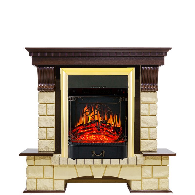 Каминокомплект Royal Flame Pierre Luxe шампань с очагом Majestic FX Brass в ДНР