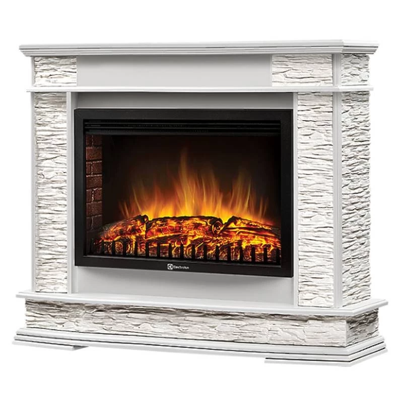 Каминокомплект Firelight Scala 25 с очагом Electrolux EFP/P-2520LS сланец скалистый белый/шпон белый дуб в ДНР
