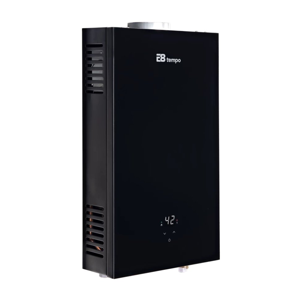 Проточный газовый водонагреватель E8 tempo E8WCY24 (черная стеклянная панель) в ДНР