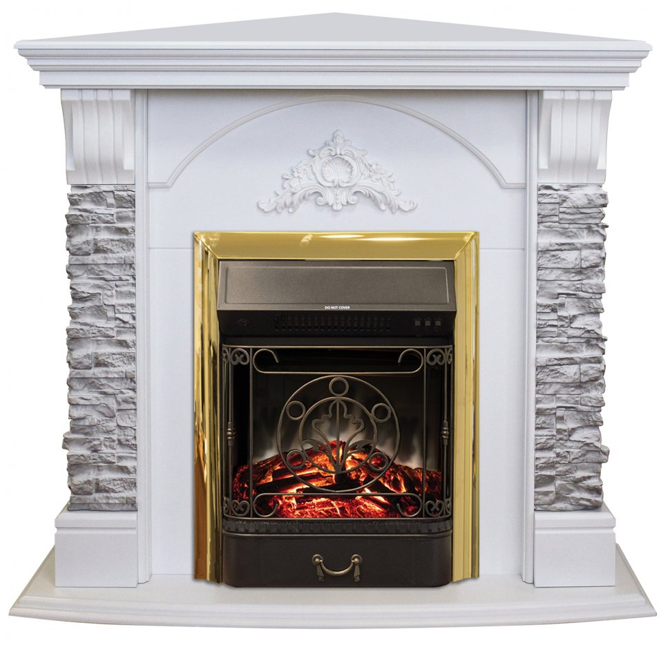 Каминокомплект RealFlame Athena Corner GR STD/EUG/25/25'5 WT с очагом Majestic s Lux Black/Brass в ДНР
