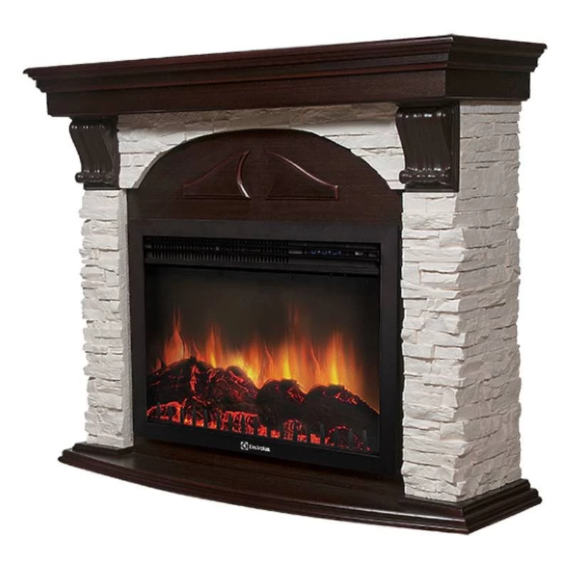 Каминокомплект Firelight Torre 30S с очагом Electrolux EFP/P-3020LS сланец белый/шпон темный дуб в ДНР