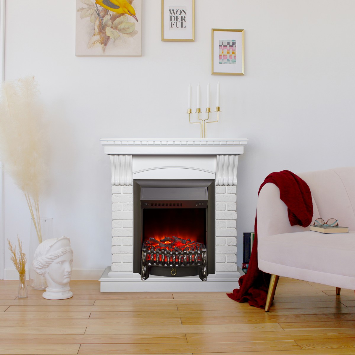 Электрокамин RealFlame Jazz WT белый с очагом Fobos Lux Black Электрокамин RealFlame Jazz WT белый с очагом Fobos Lux Black