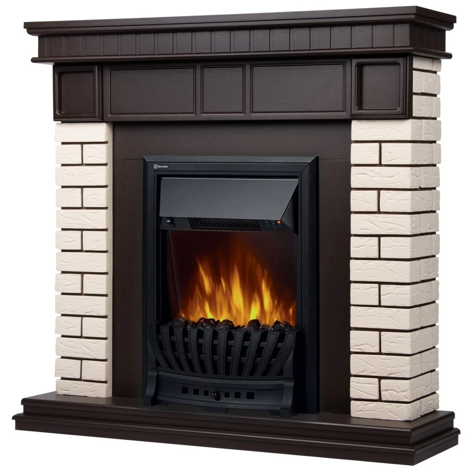Каминокомплект Firelight Bricks Classic с очагом Electrolux EFP/P-1020LS камень бежевый/шпон темный дуб в ДНР