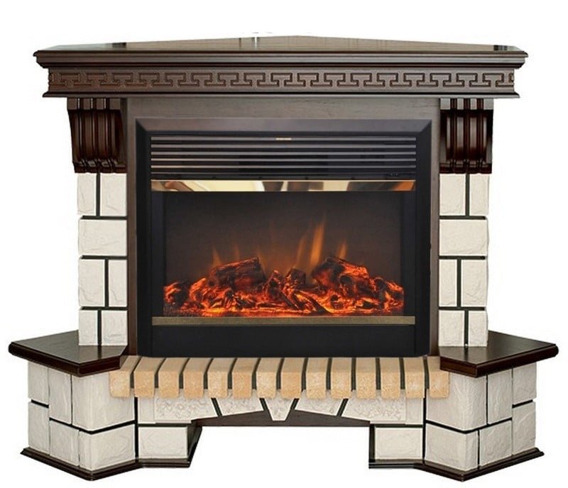 Каминокомплект RealFlame Stone Corner new 26 с очагом MoonBlaze LUX Black/Brass в ДНР