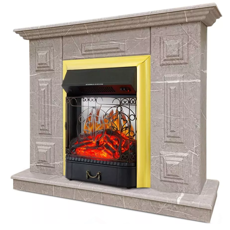 Каминокомплект Хорошие Камины Юпитер с очагом Royal Flame Majestic FX M Brass мрамор в ДНР