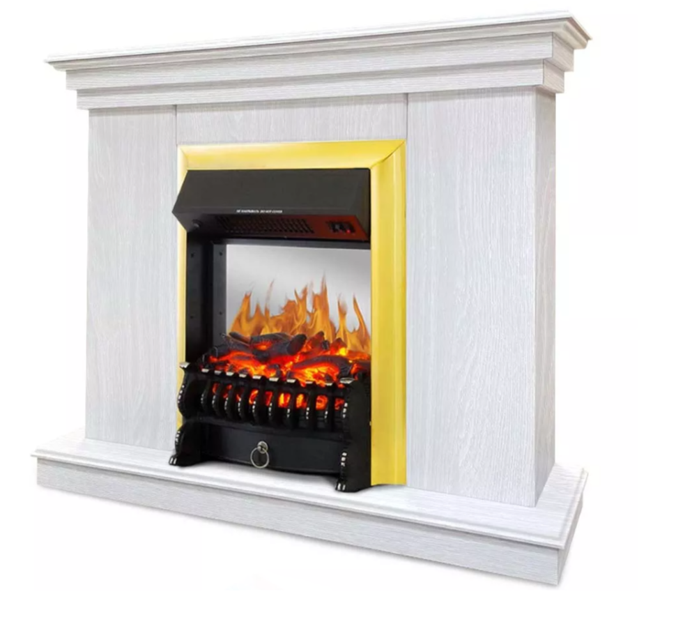 Каминокомплект Хорошие Камины Марс с очагом Royal Flame Fobos FX M Brass белое дерево в ДНР