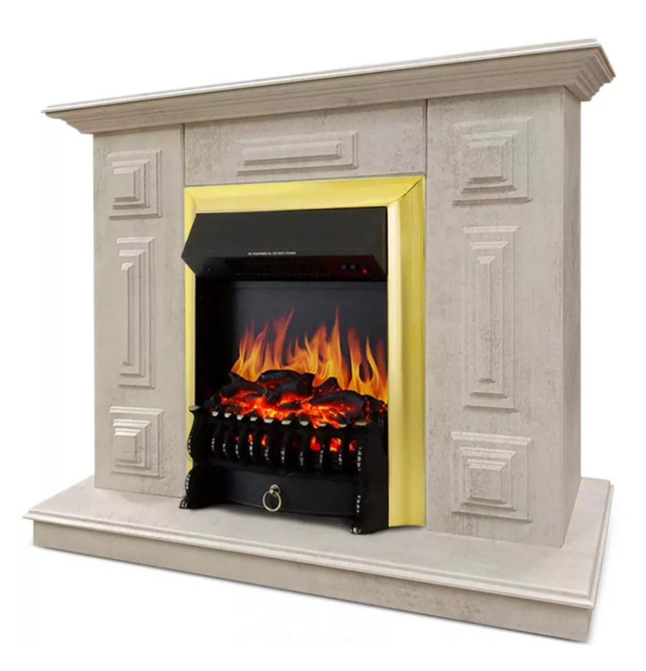 Каминокомплект Хорошие Камины Юпитер с очагом Royal Flame Fobos FX Brass цемент в ДНР