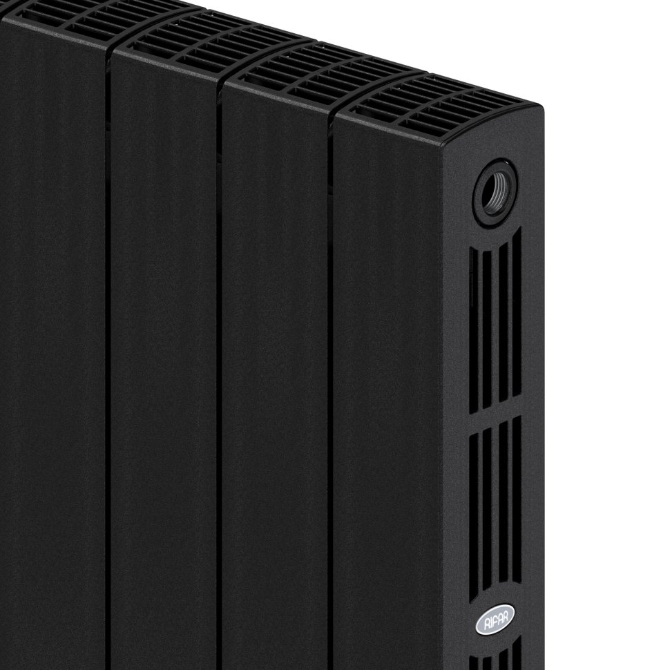 Биметаллический радиатор отопления Rifar Supremo 500 боковое подключение 4 секции антрацит в ДНР