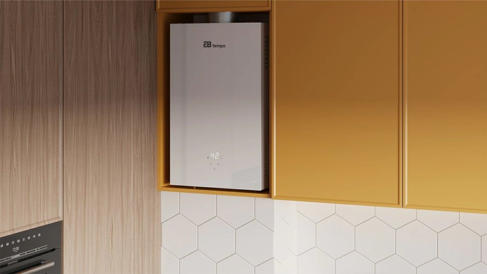 Проточный газовый водонагреватель E8 tempo E8WAY24 (белая стеклянная панель) в ДНР