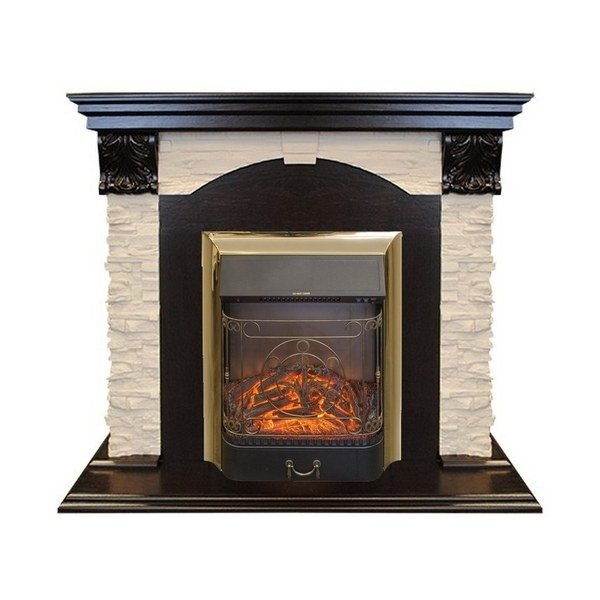 Каминокомплект RealFlame Dublin LUX STD/EUG DN с очагом Majestic s Lux Black/Brass в ДНР