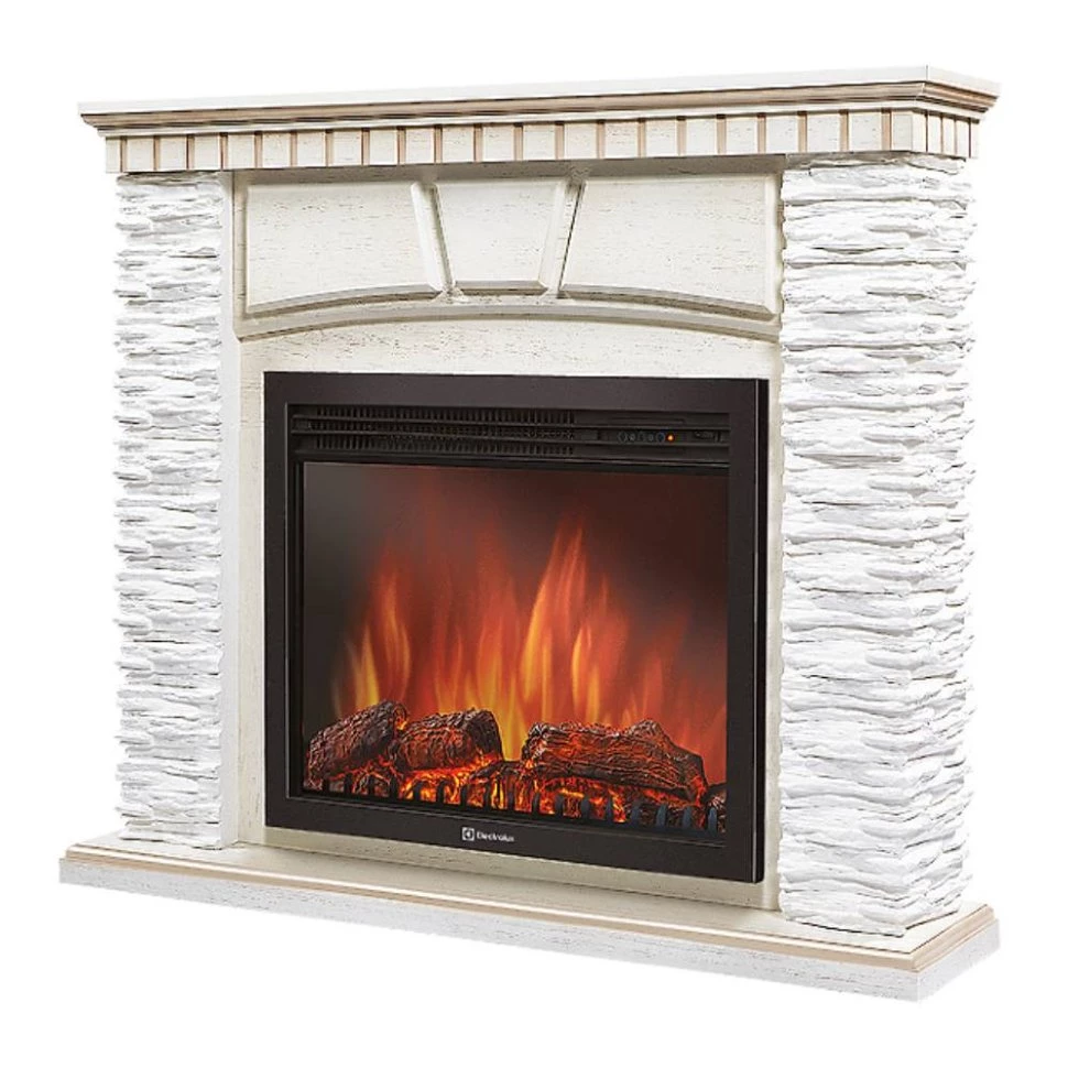 Каминокомплект Firelight Porto 25 с очагом Electrolux EFP/P-2520LS камень белый/шпон беленый дуб в ДНР