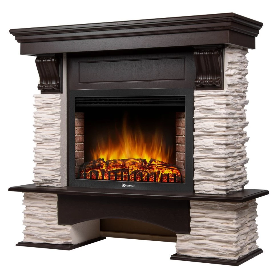 Каминокомплект Firelight Pietra Nuovo 30 с очагом Electrolux EFP/P-3020LS сланец белый/шпон темный дуб в ДНР