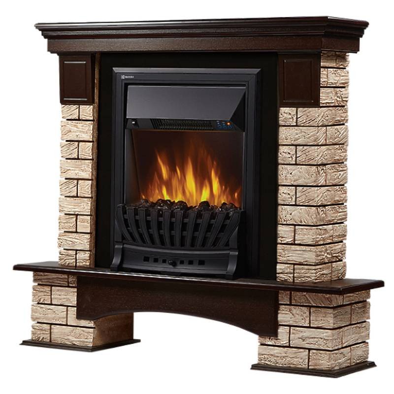 Каминокомплект Firelight Forte Wood Classic с очагом Electrolux EFP/P-1020LS камень коричневый/шпон темный дуб в ДНР