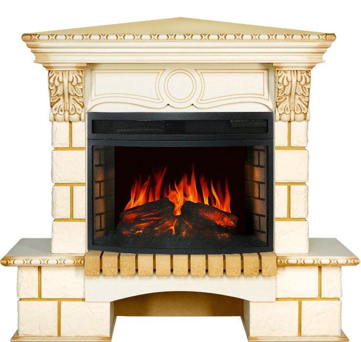 Каминокомплект Royal Flame Pierre Luxe шампань угловой c очагом Dioramic 25 FX в ДНР