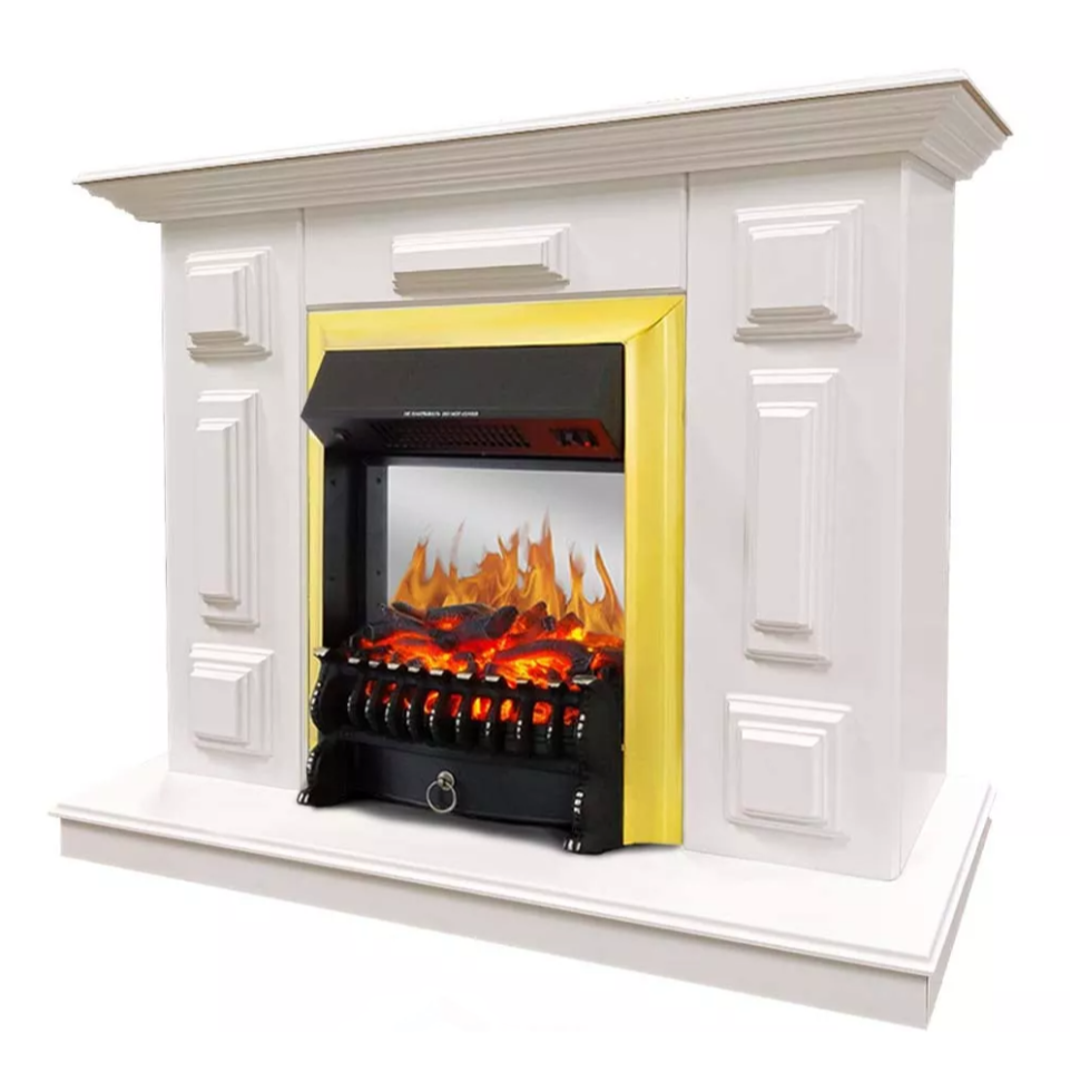 Каминокомплект Хорошие Камины Юпитер с очагом Royal Flame Fobos FX M Brass белый в ДНР